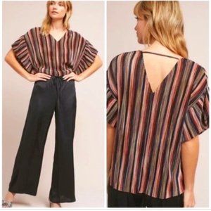 Anthropologie Vanessa Virginia Bienville Metallic Stripe Top Size XS EUC
